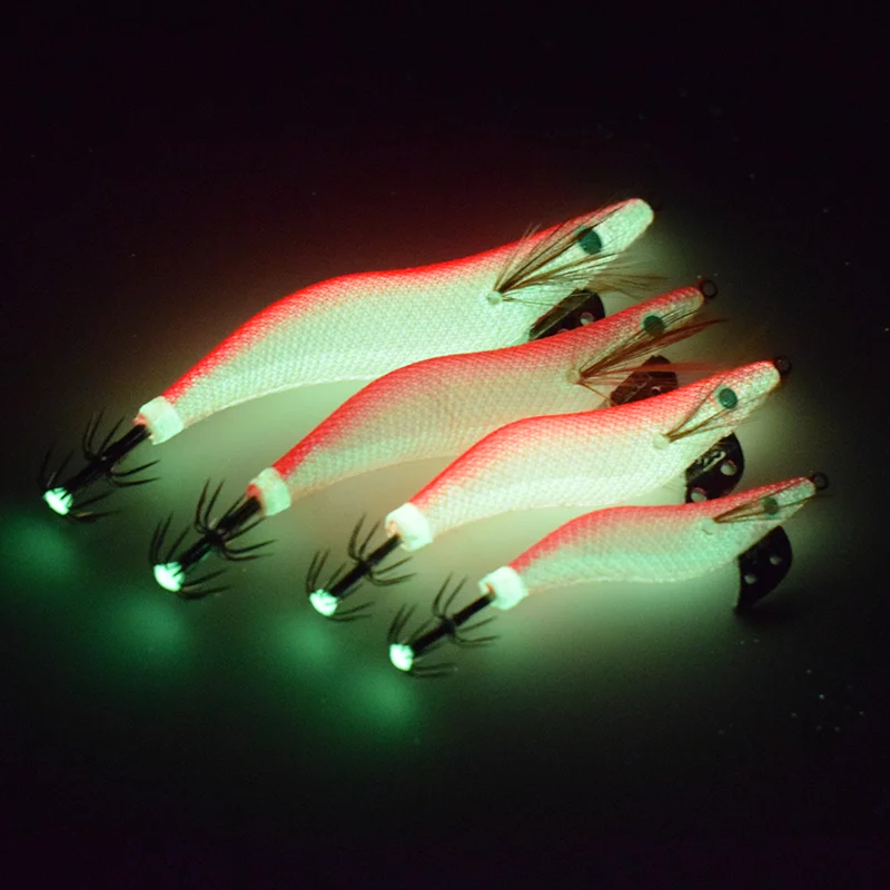 1 Stück Leuchtender Holz-Garnelenhaken Fluoreszierender Angelköder Nachgeahmter Raketen-Tintenfisch Verstärkter Haken Angelzubehör – Detail 10