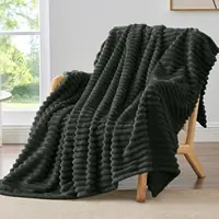 Fleece Throw Blanket for Couch Soft Warm Fluffy Charcoal Grey Blanket Decorative and Giftable Striped Blankets for Women Men