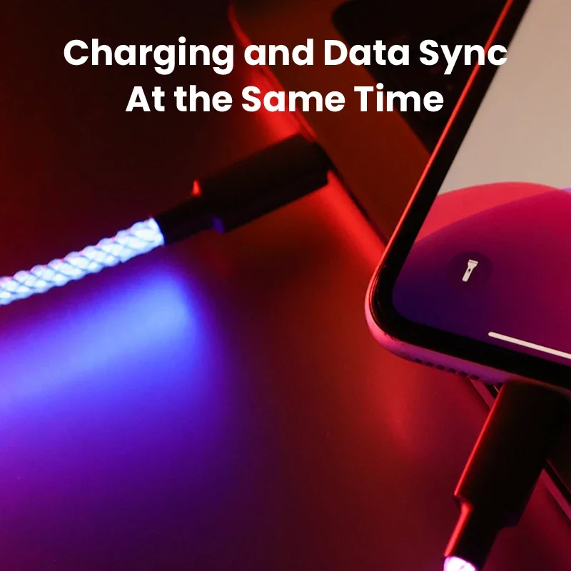Fast Charging RGB Cable 100W Breathing Light 66W Type C USB C Data Cable For Samsung Huawei Macbook 30W Quick Charge For Xiaomi