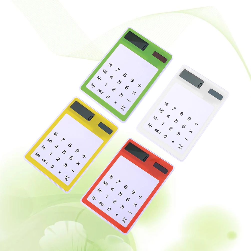 4pcs Touch Calculator Transparent Solar Powered Compact Lightweight For School Home Office Use Mini Desktop Calculator Portable