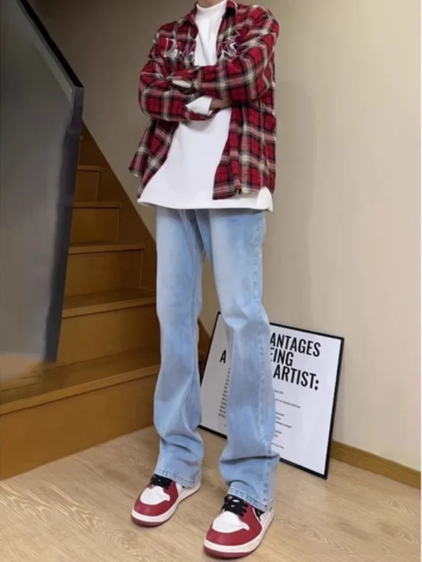 

Мужские джинсы Cleanfit Ice Blue, осенне-зимние, прямого кроя, облегающие, утепленные, повседневные, длинные брюки