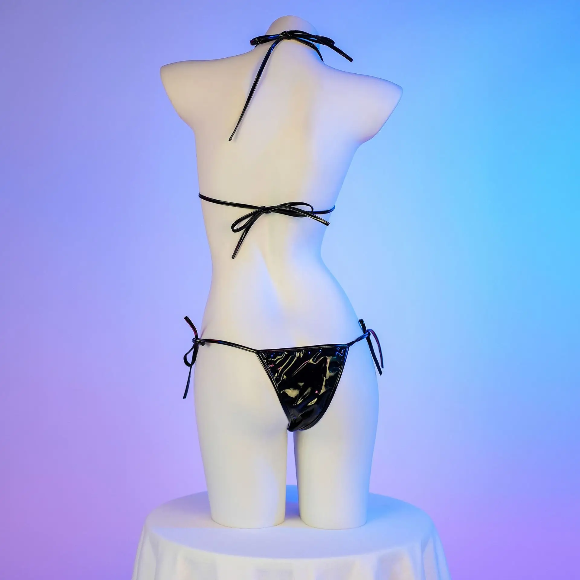 Spider Web Printed Bikini Swimsuit Cosplay Women Anime Game Leather Underwear Set Costume