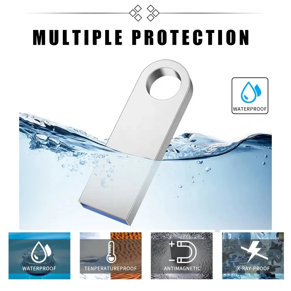 Metal USB 2.0/3.0 Flash Drive 128GB 256G Waterproof Pendrive 32G Usb Memory Stick 64GB USB Flash Drive Custom Logo Free Delivery