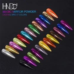 HNDO Chrome Powder Nails Rubbing Glitter Mirror Effect for Professional Manicure Design Colorful Nail Art Metallic Pigment Dust