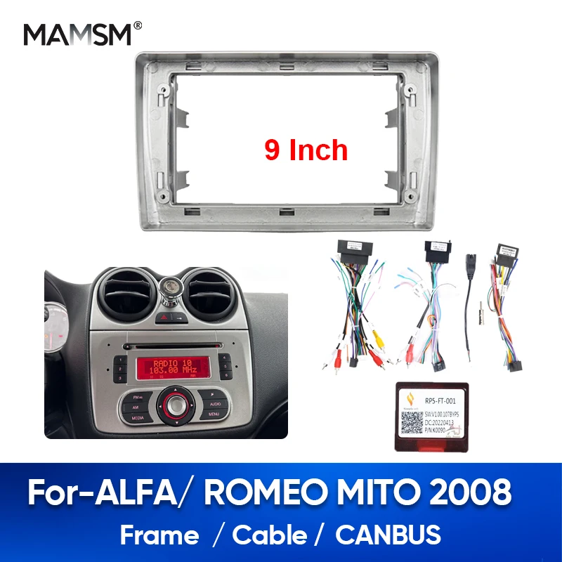 MAMSM For ALFA/ ROMEO MITO 2008 Radio Frame DVD Stereo Panel Dash Mount Trim Kit Harness Wiring Power Cord Cable Canbus Decoder