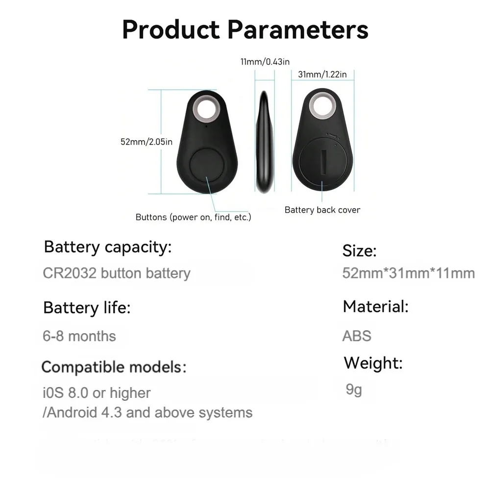 Mini Fashion Smart Pets Anti Lost Alarm Wireless Child Bag Key Finder Locator Reminder For ios and Android