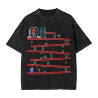 Metroid Kong Donkey Kong Arcade game Outfit Washed T Shirts for Men Women Streetwear Hip Hop T-Shirts Summer  Tees Cotton