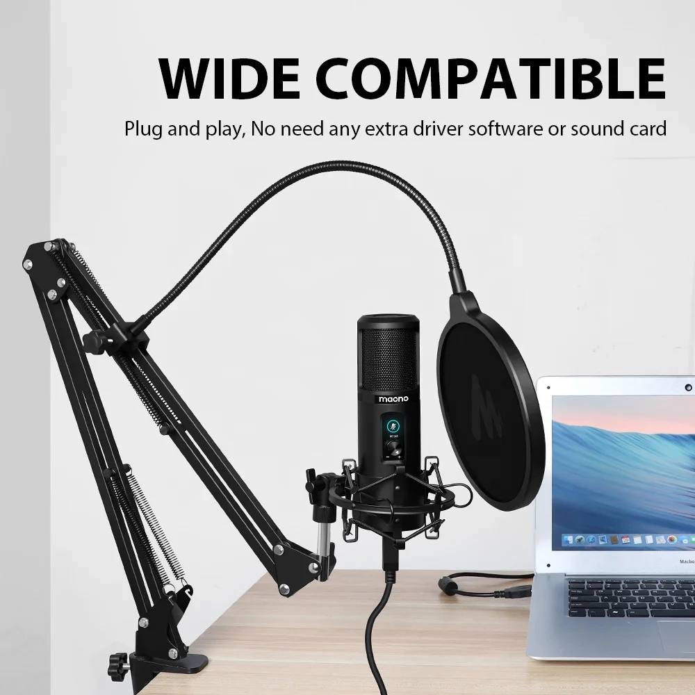 MAONO Professional USB Microphone Studio Mic with  Mic Gain Knob and One-Touch Mute Podcasting Gaming Microphones view 3