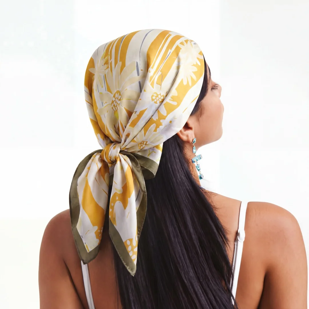 

Women's Scarf Hijab Bandana Handkerchief Silk Scarves Woman Headscarf Square Shawl Wraps Neckerchief Turban Headband Foulards