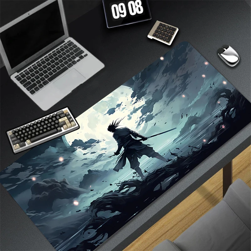 

Mouse Pad Laptop Accessories Gamer Rug Laptop Anime Keyboard Pad Rubber Desk Mat Office PC Moon Samurai Carpet Gaming Mouse Mats