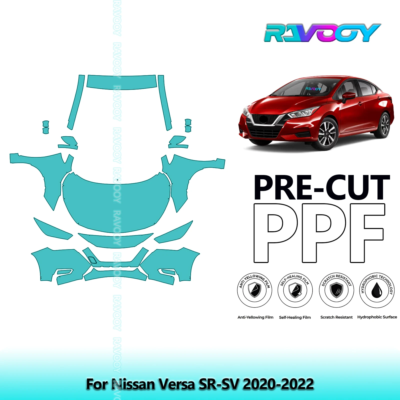 

Car Front Kit Clear Bra Precut PPF Paint Protection Film For Nissan Versa SR-SV 2020-2022