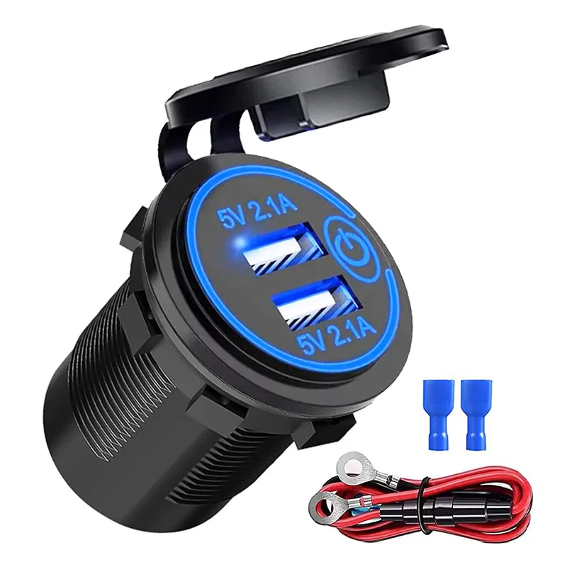 12V USB-Steckdosenpanel 5V 2.1A Dual-USB-Ladegerät mit Touch-Schalter für Auto, Schiff, LKW, Motorrad, Boot – Detail 1