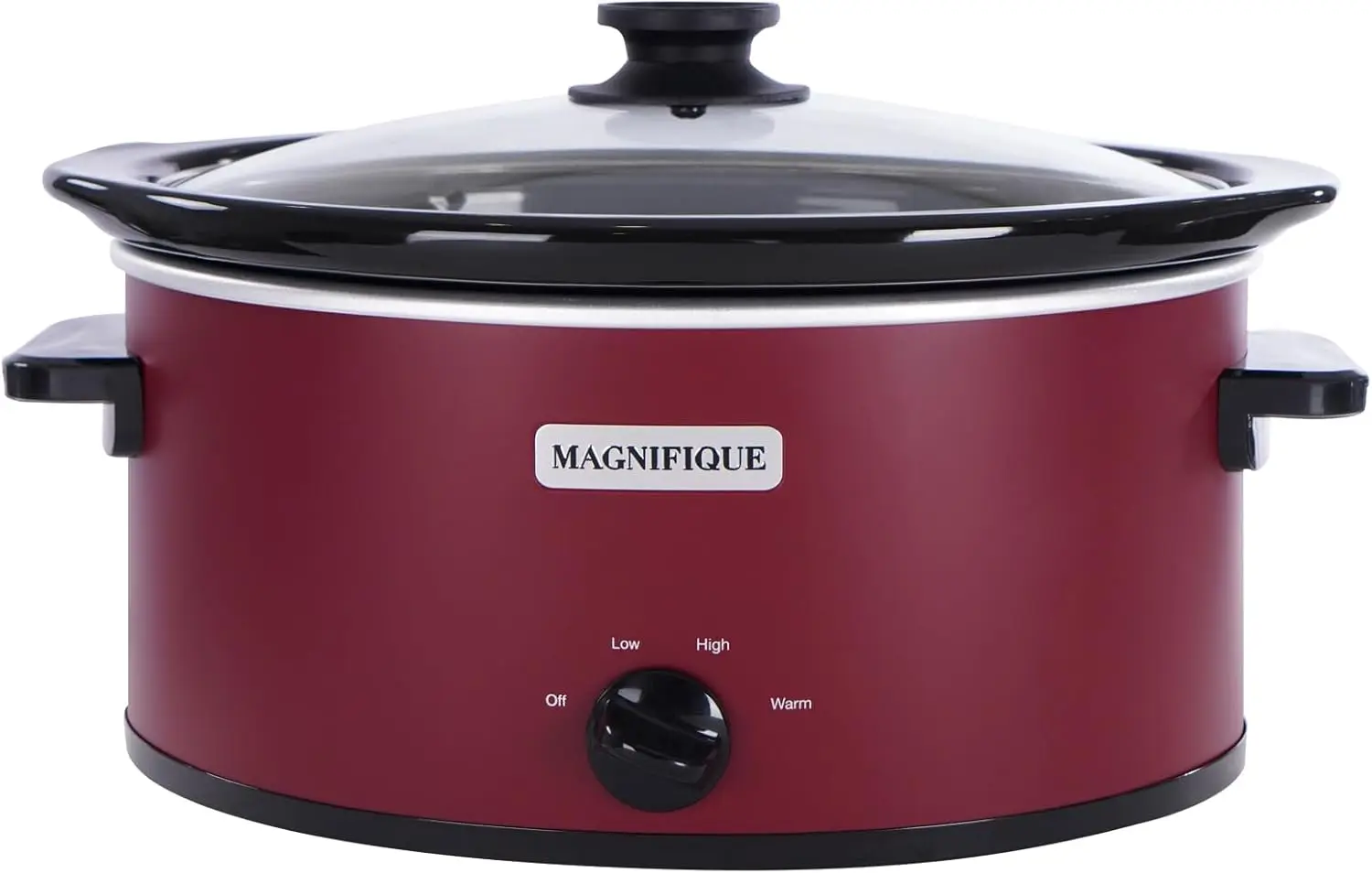 8 Quart Slow Cooker Oval Manual Pot Food Warmer with 3 Cooking Settings, Red Stainless Steel