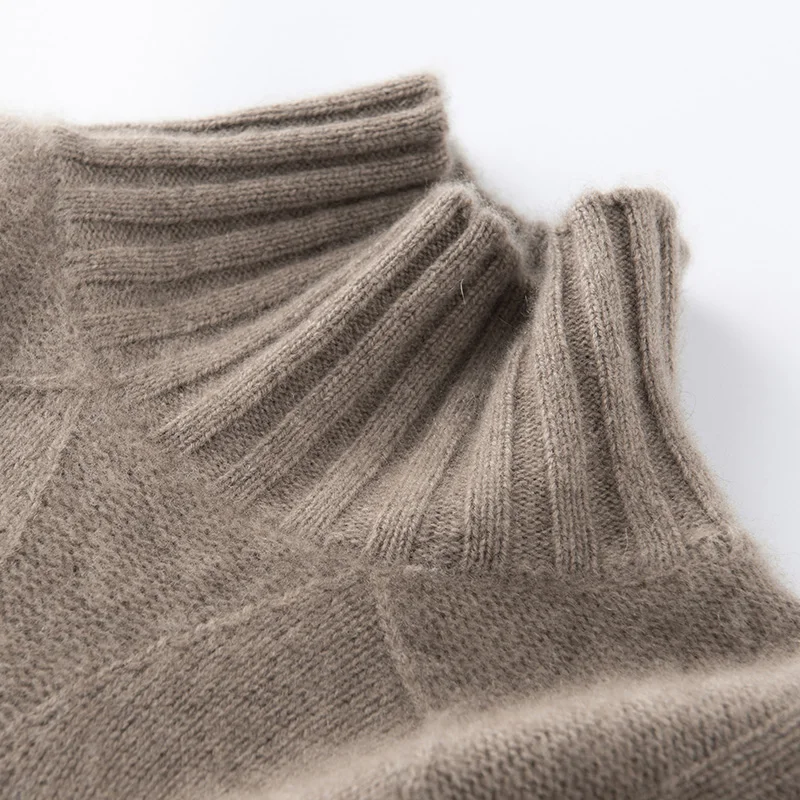 Jacquard Turtleneck Pullover With Leaves100%Merino Wool Women's Clothes Loose Thick Sweater Autumn Winter Fashion Casual Sweater