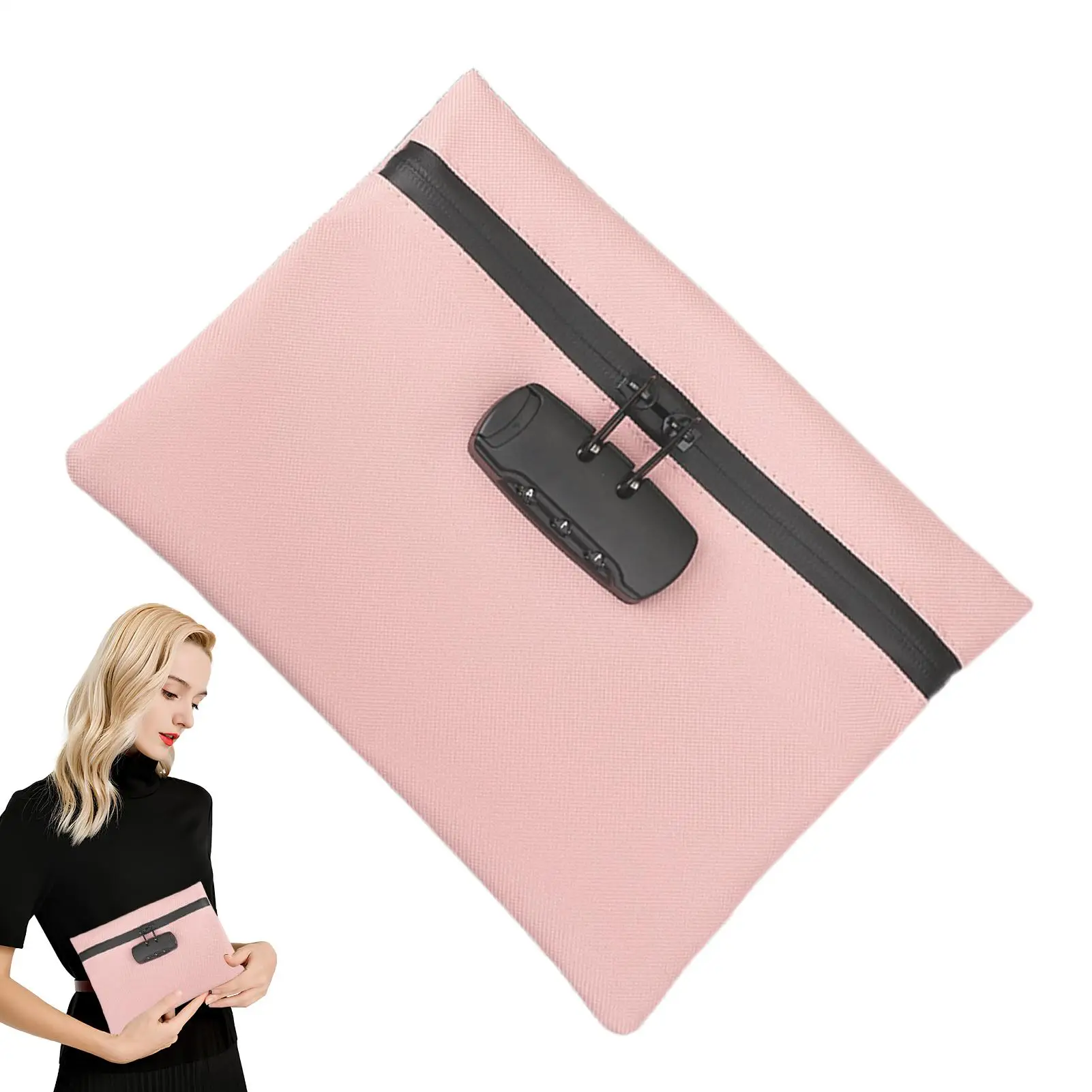 Waterproof Pouch Container With Password Lock Theft-Proof Organizer Portable Anti Cutting PU Money Bag For Personal Items
