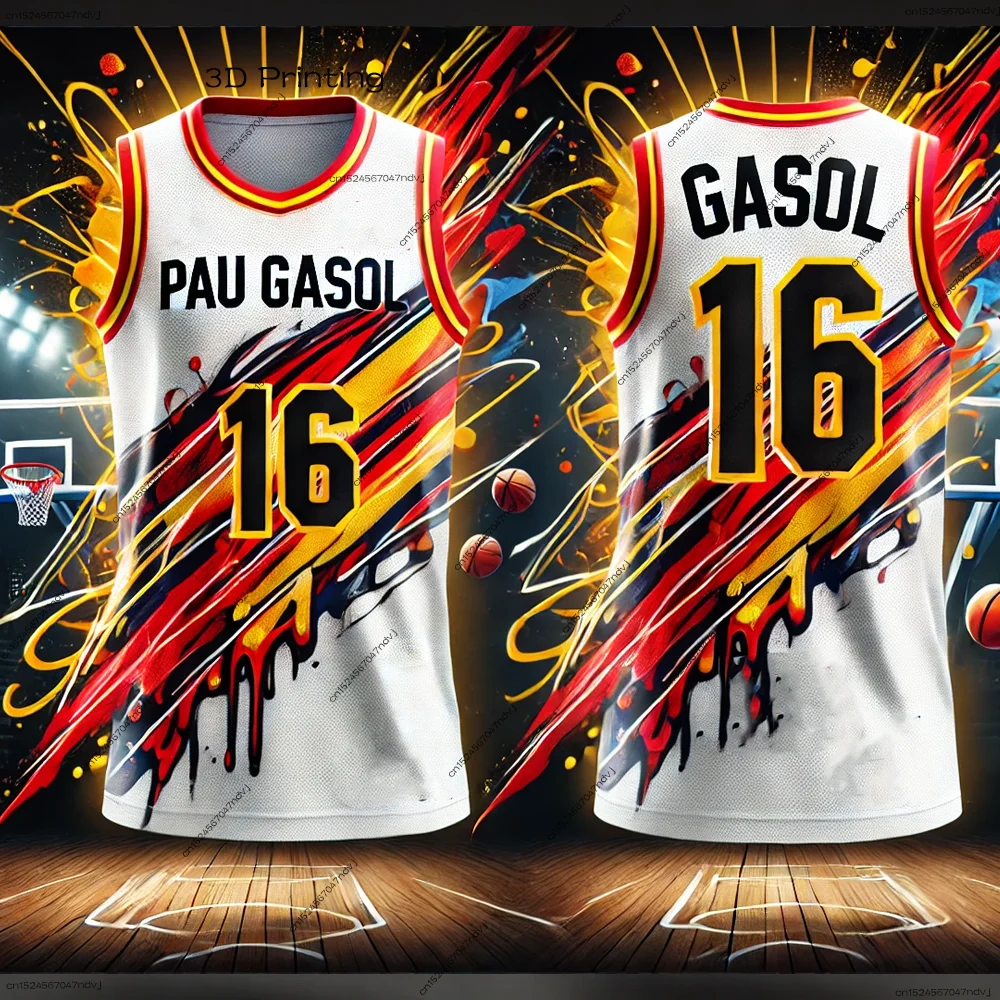 2025 New Arrivals Spanish Basketball Chat GPT Smart Design Graffiti Style Pau Gasol Basketball Jersey Basketball Sports Jersey