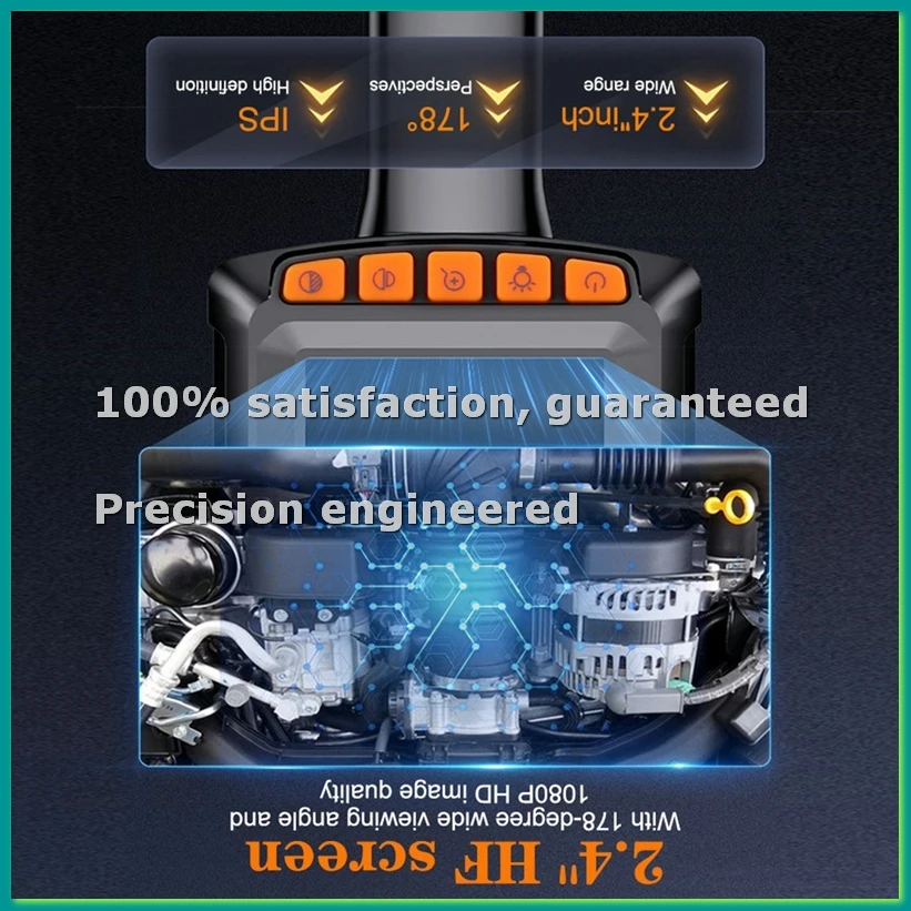 

Портативная камера IP67, водонепроницаемая, HD1080P, с 2,4-дюймовым IPS-экраном для бороскопа для осмотра труб и канализации - VVNB