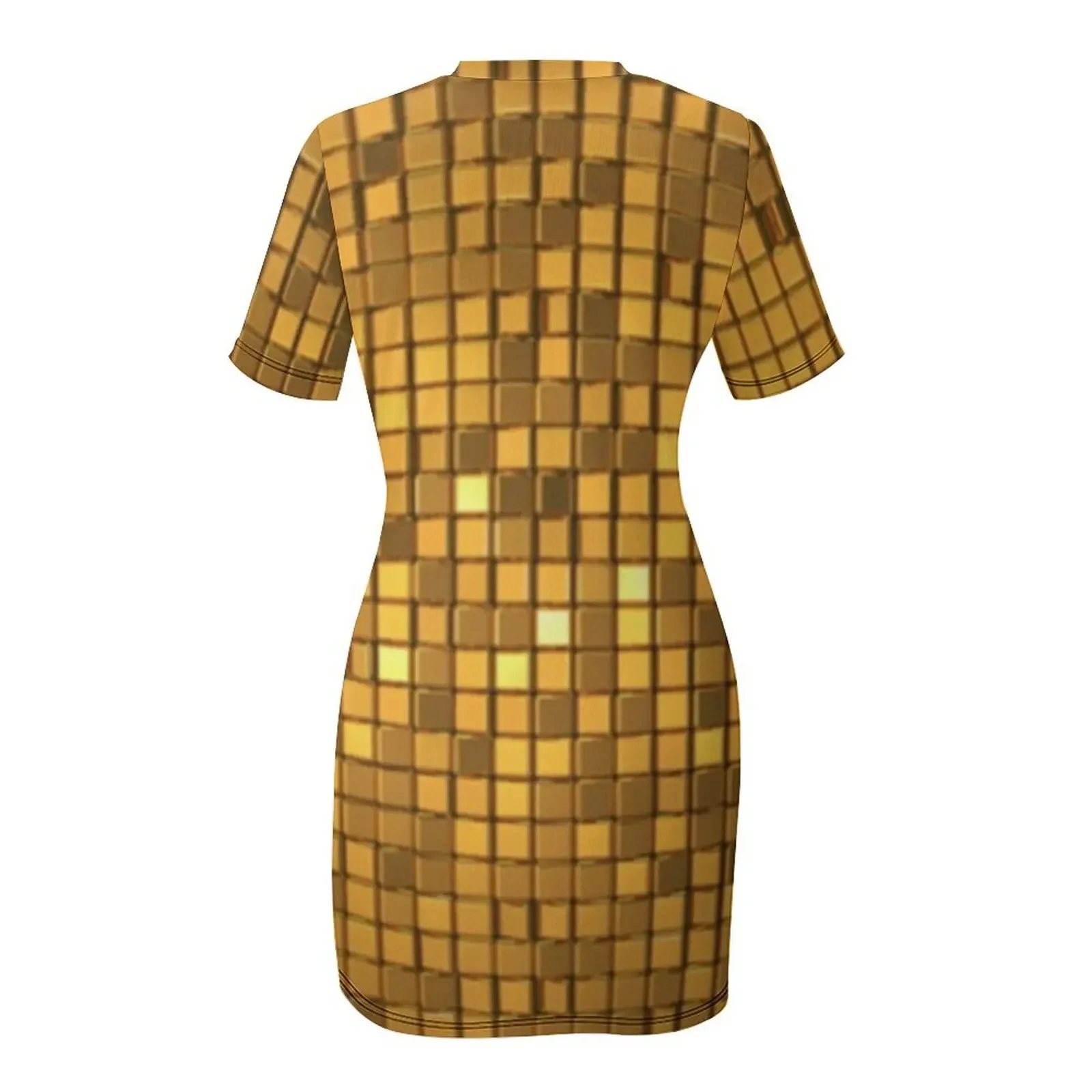 Golden shiny disco ball Short-Sleeved Dress evening dresses women wedding guest dress 2025 Dress