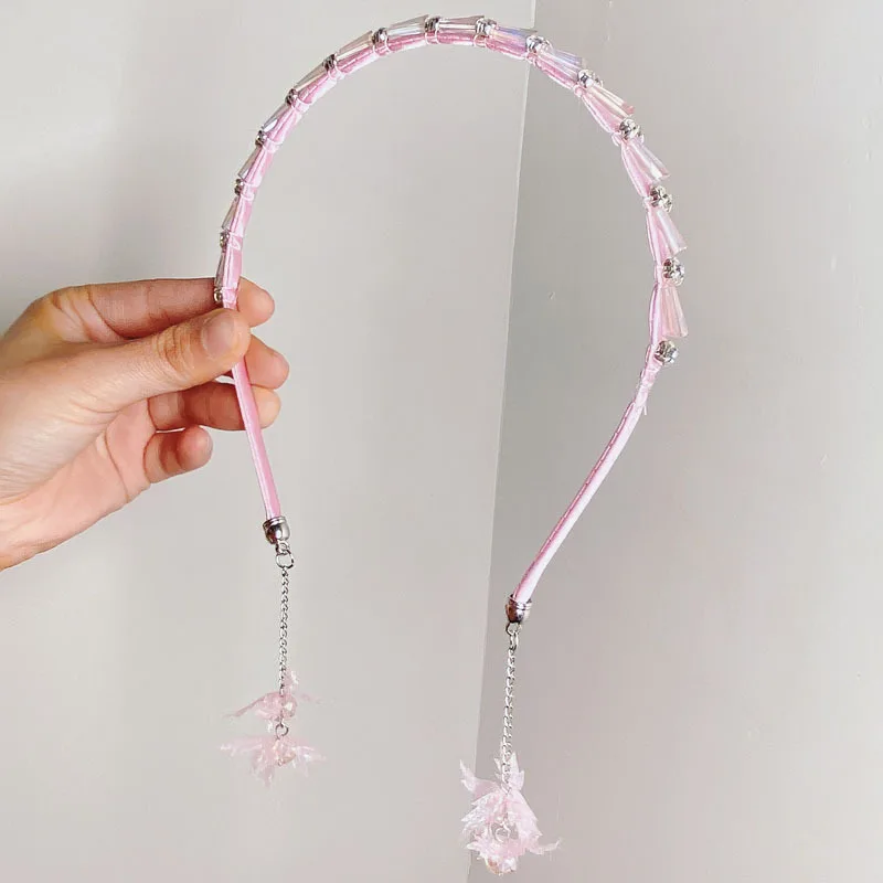 

Pearl Headband With Earrings Tassel Design Anti Slip Teeth Rhinestone Hair Hoop For Women Girls Fashion Hair Accessories