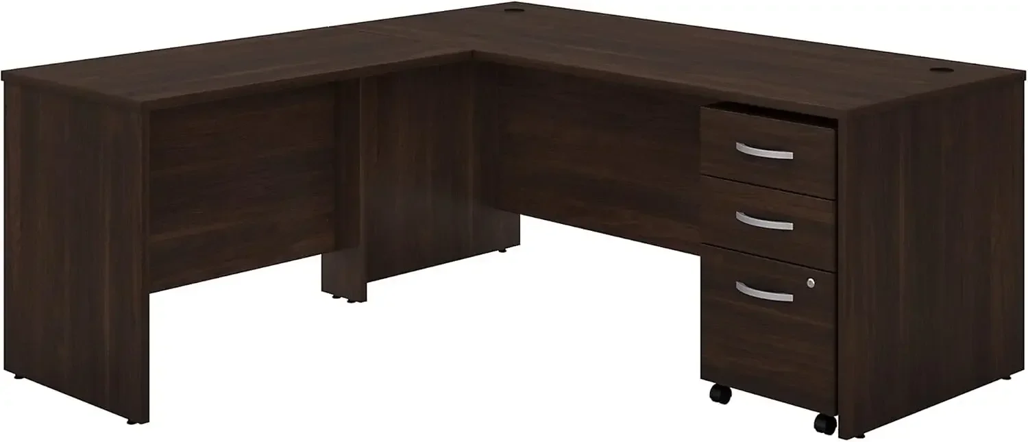 L Shaped Desk with Mobile File Cabinet and Return, 72W x 30D