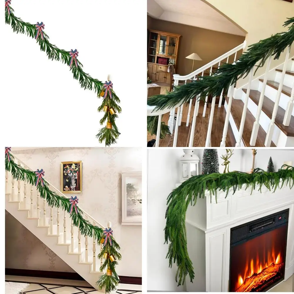 

6FT x 4FT Realistic Touch Artificial Norfolk Pine Garland for Holiday Season Indoor Decoration