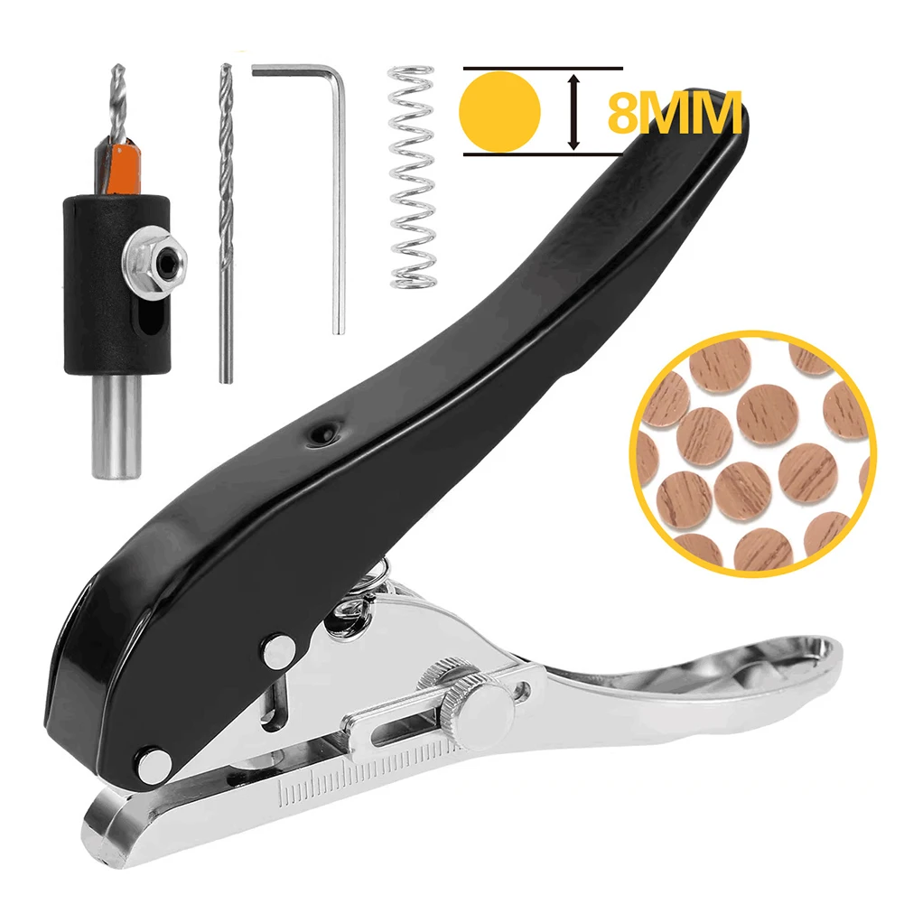 6/8/10MM Edge Banding Punch Hand Strong Round Hole Flat Bevel Punch Woodworking Pliers Paper PVC Membership Card Puncher