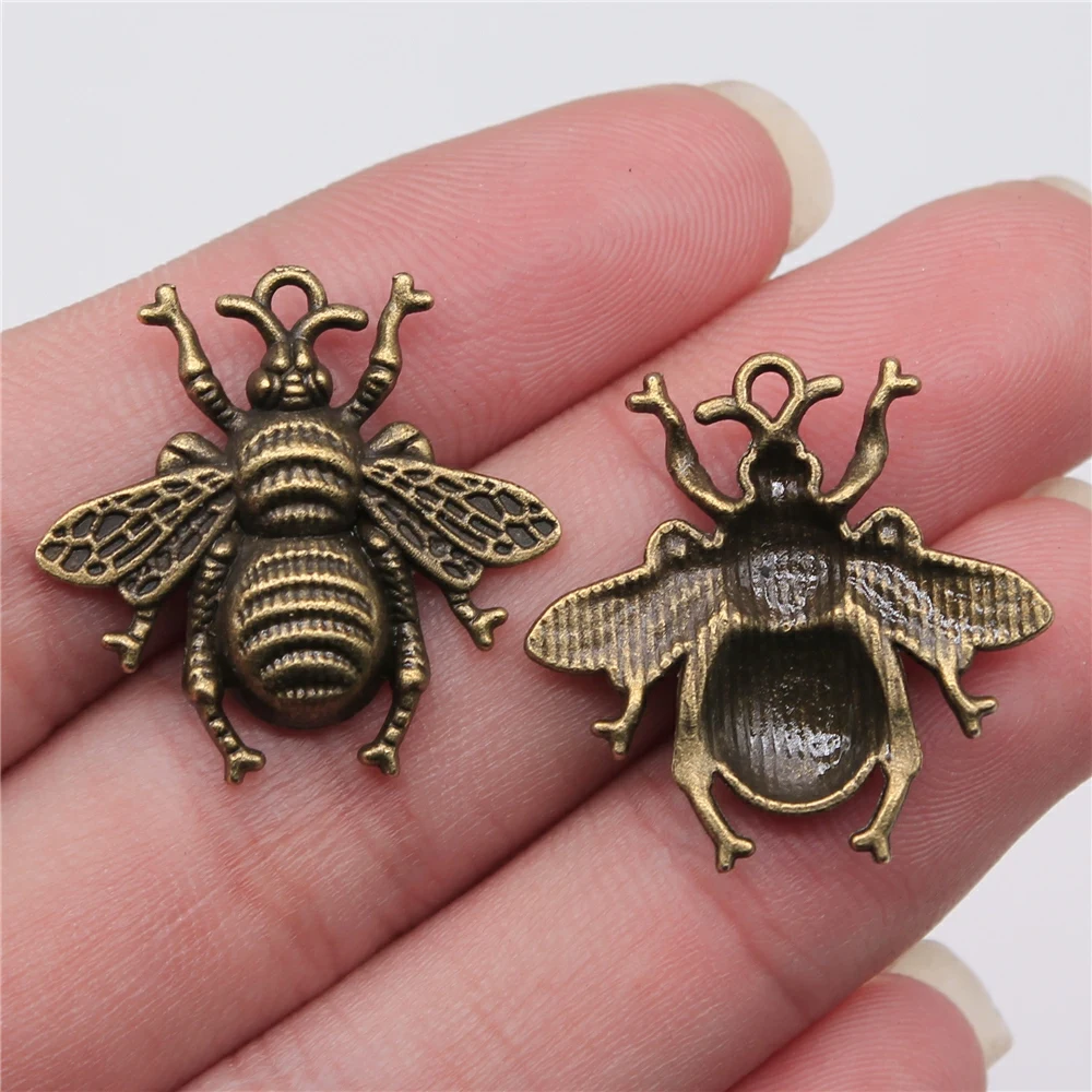 10pcs 25x25mm Antique Gold Color Plated Antique Bronze Plated Antique Silver Plated Bee Charm For Jewelry Making