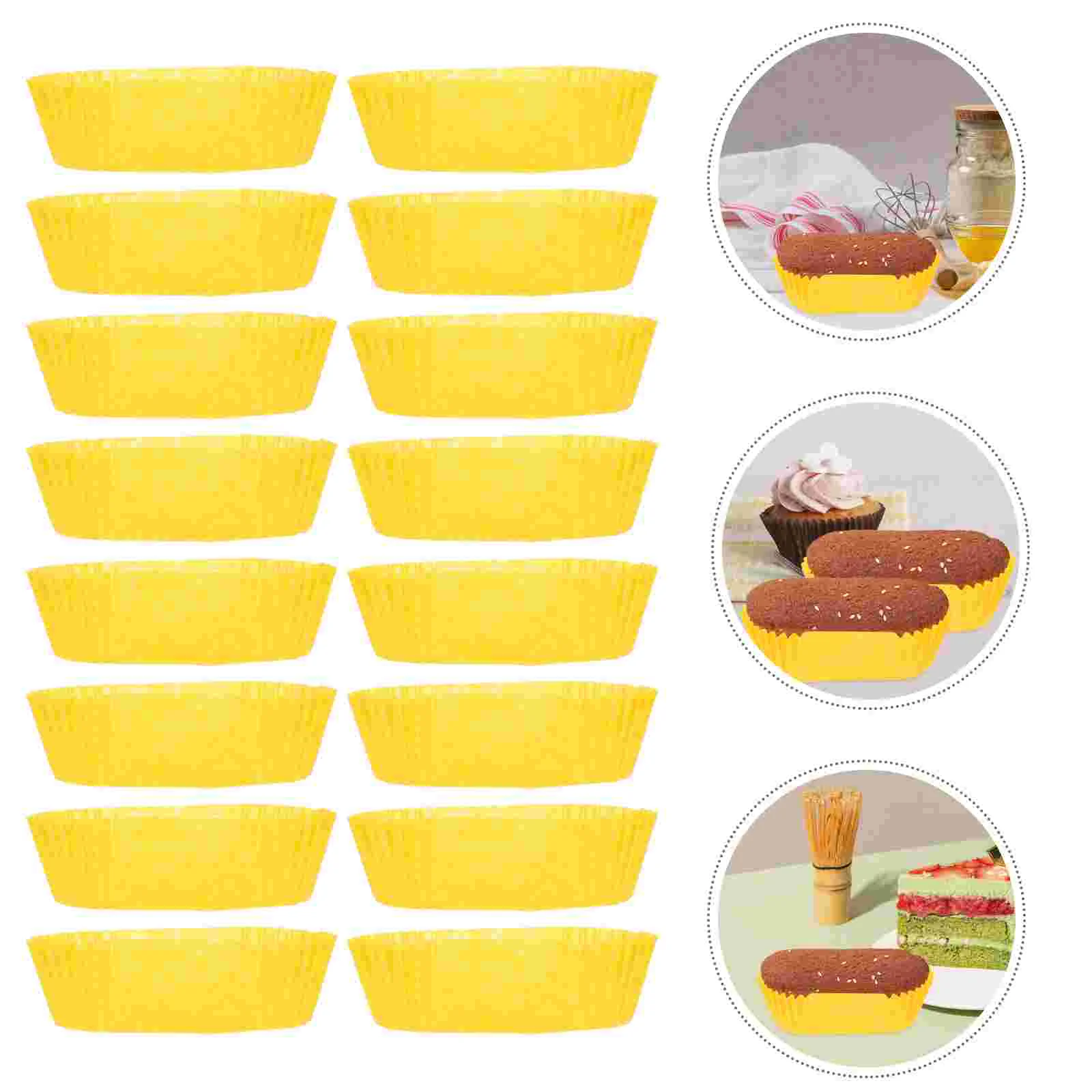 

Cup Cake Stand Loaf Pan with Lid Bread Paper Tray Crimping Muffin Yellow Boat Shape Cups