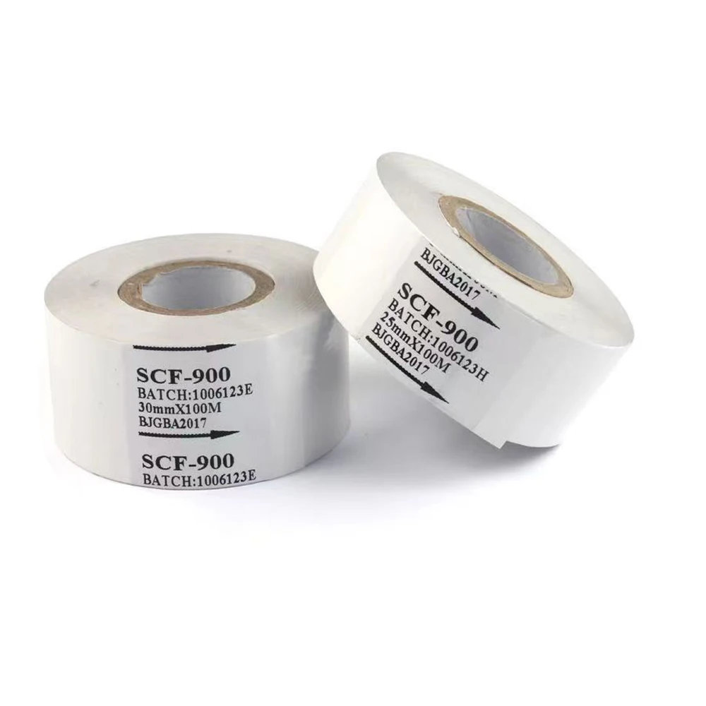 Imagem -06 - White Printer Ink Ribbon Tipowriter Tape Data Coding Hp241 Dy8 Tj08 Dy9 Dy6 25 mm 30 mm 35 mm x 100m 10 Peças