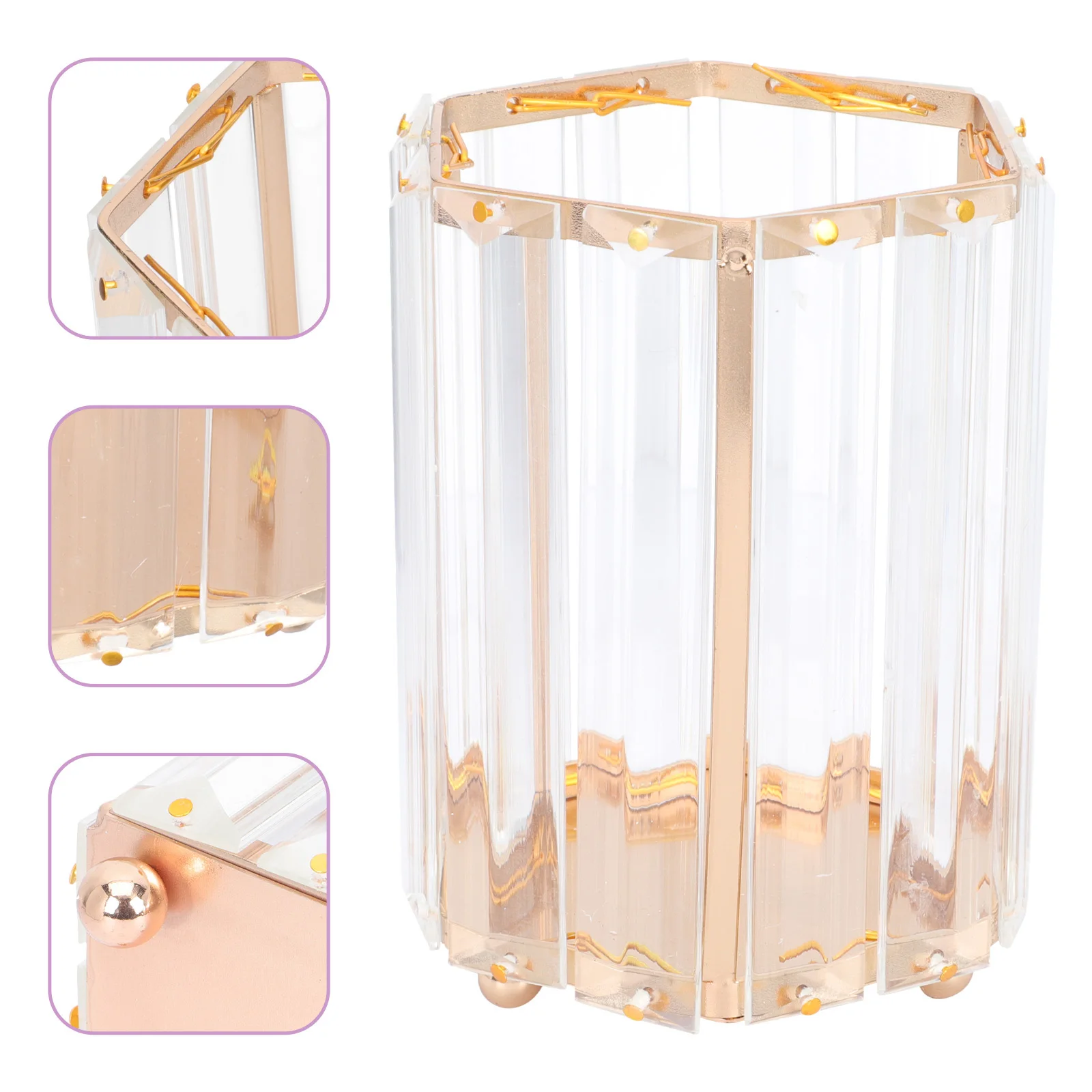 

Premium Glass Makeup Brush Holder Geometric Pen Container for Desk Storage Organizing Eyebrow Brushes Cosmetics Stationery