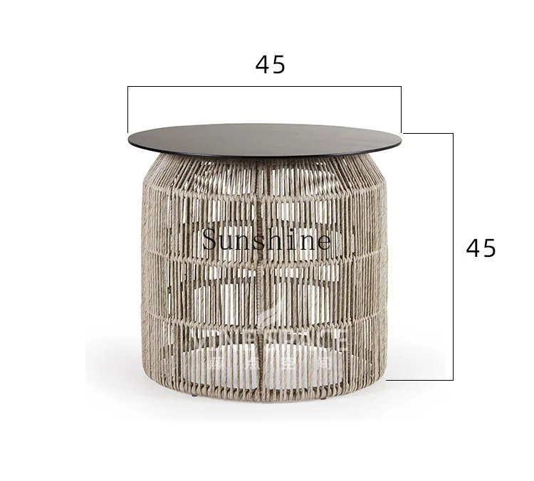 Nordic outdoor round coffee table combination negotiation table courtyard hotel balcony rattan creative marble