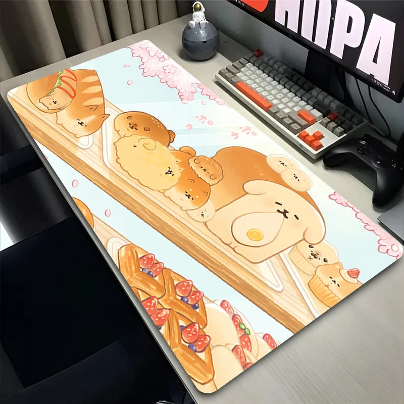 Alas Mouse PC Karet Anti Selip HD Alas Mouse Laptop Gamer Kabinet Alas Keyboard Komputer Kantor Meja Gaming Alas Mouse Anjing Roti Lucu