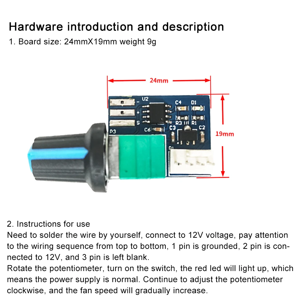 12V Single-channel Fan Speed Controller 25kHz PWM Speed Controller Suitable For 4-wire 12V Variable Speed Motor Fans