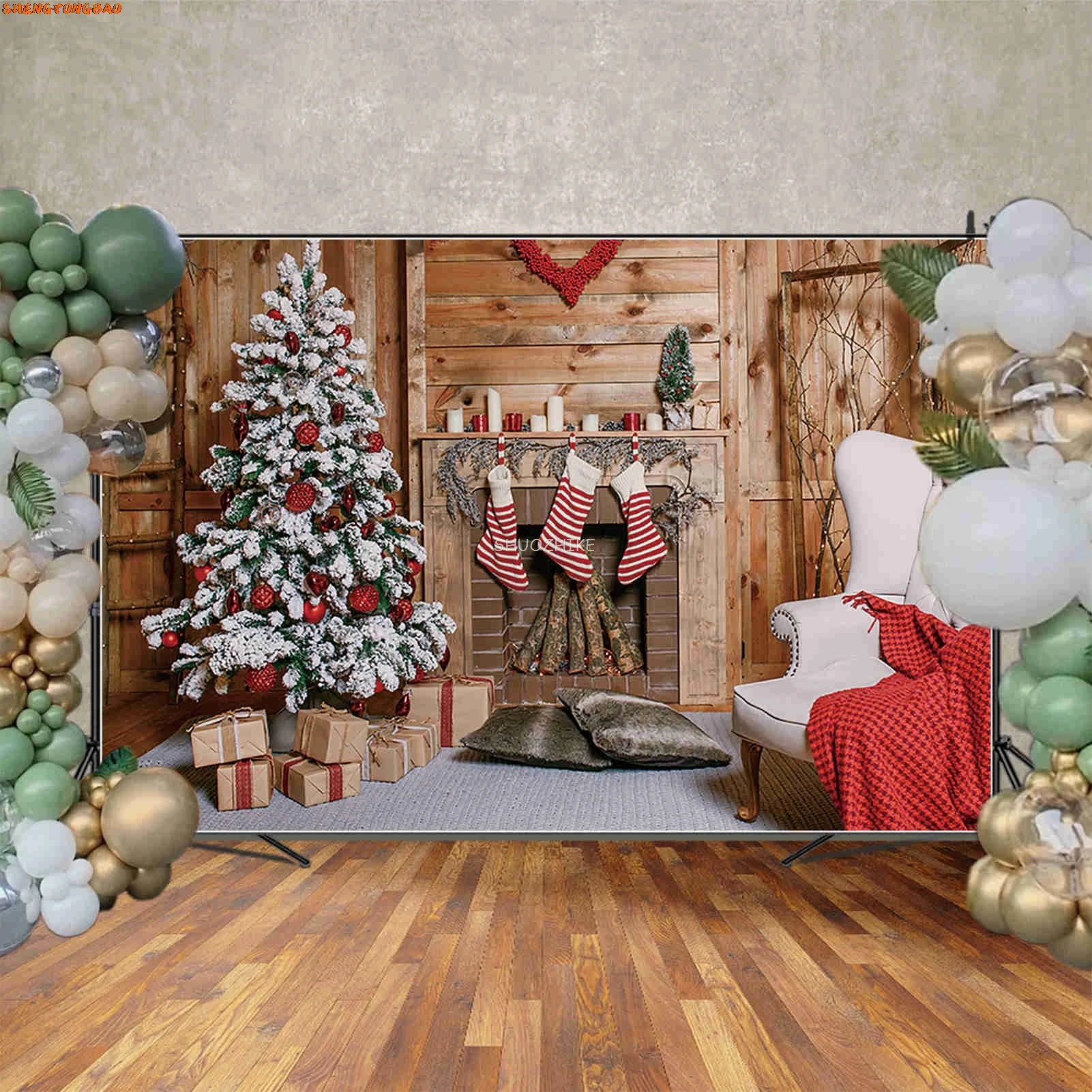 Dia de natal photo studio fundo árvores de natal lareira cenários ocidental sala estar decorações festa volta gota