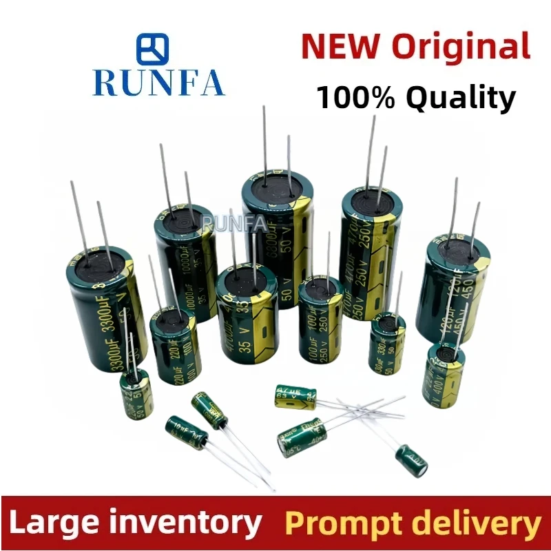 High Frequency Electrolytic Capacitor 6.3V 10V 16V 25V 35V 50V 400V 22UF 100UF 220UF 330UF 470UF 680UF 1000UF 1500UF 2200UF 47UF