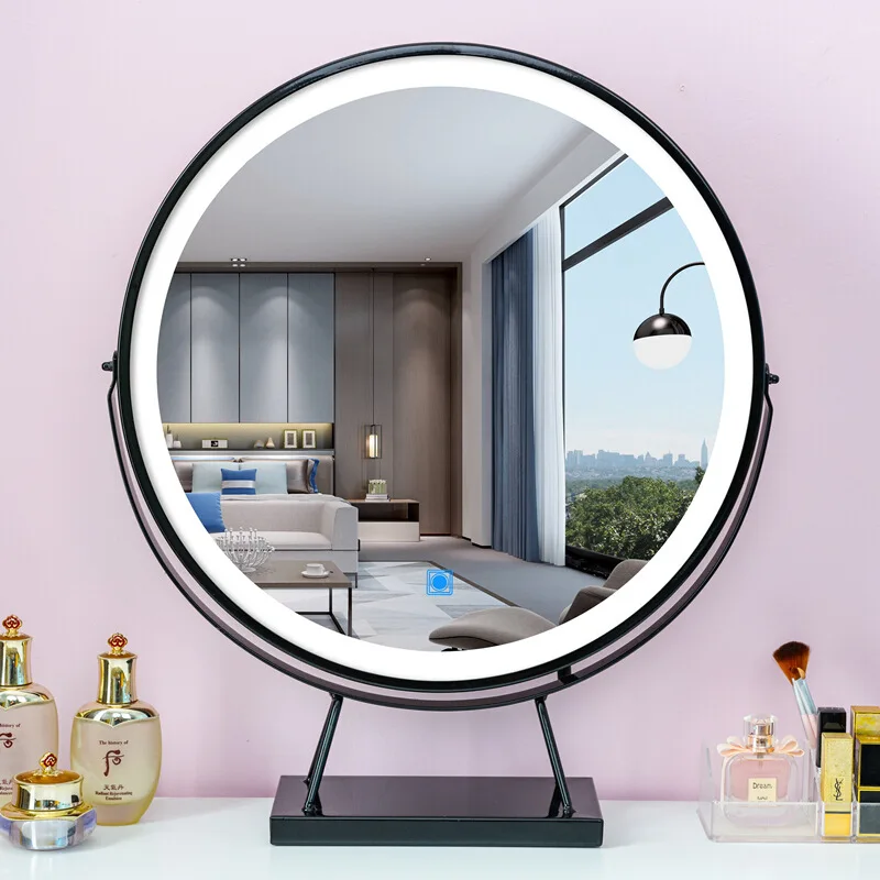 

Round Makeup Mirror Led Light Dressing Table Large Round Vanity Mirror Bedroom Espejo Maquillaje Asthetic Room Decoration