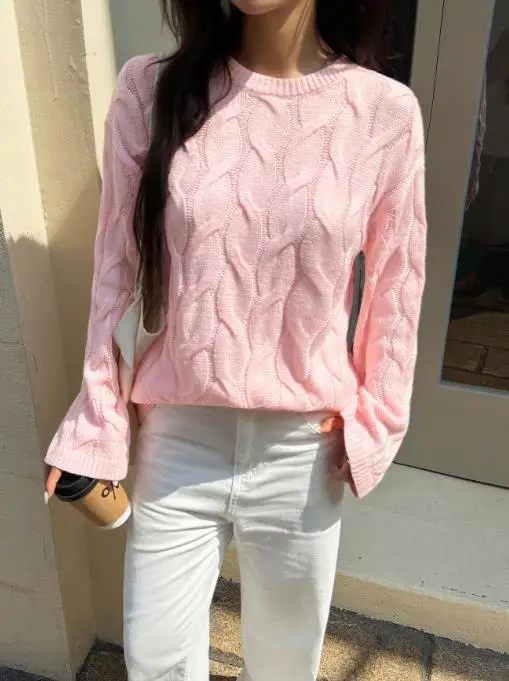

Casual and Simple Long Sleeved Solid Color Sweater, Autumn and Winter Women's Fashionable and Casual Loose Knit Sweater