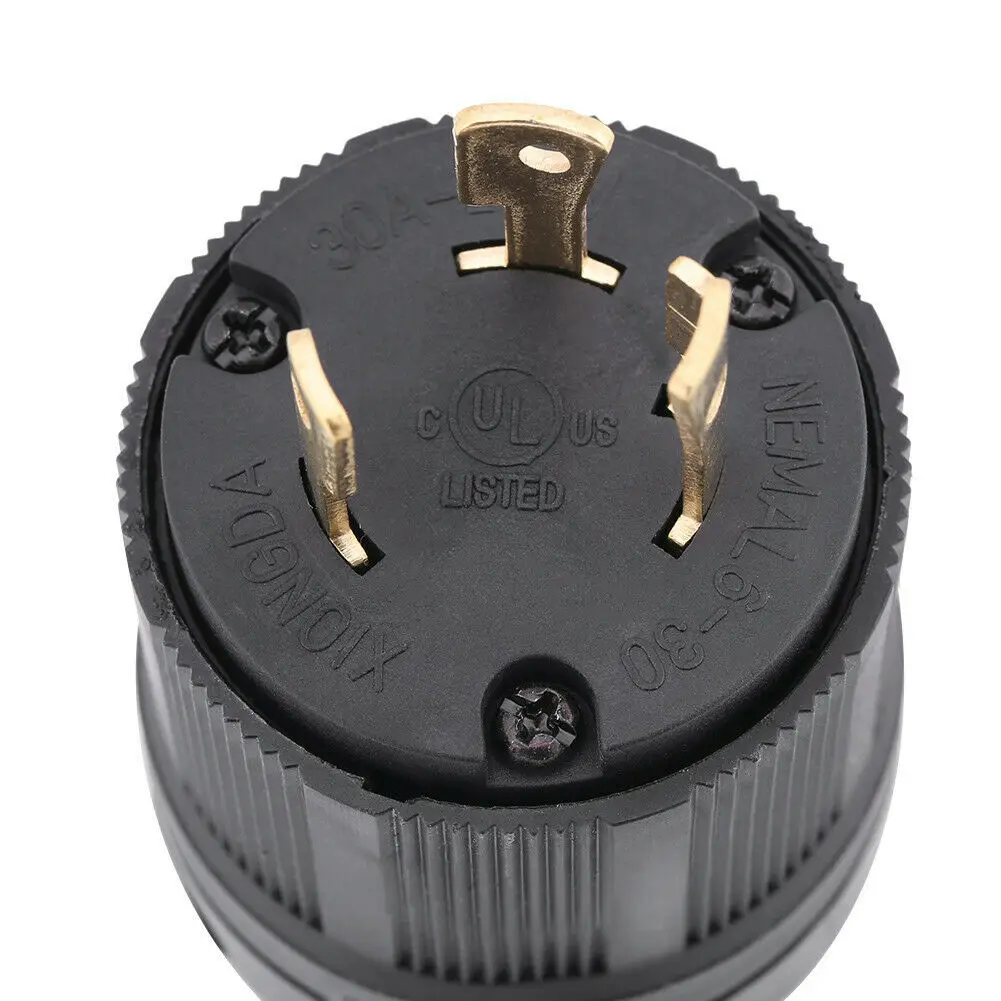for L6-30P 30A 250V 3-Pole 3-Wire Locking Connector for NEMA Compliance with CUL Certification for Generator and Industrial Use