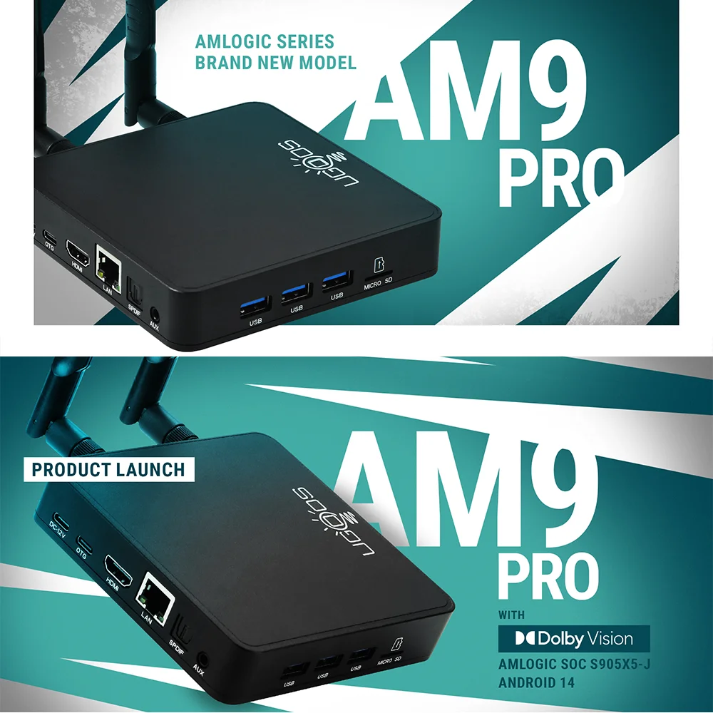 Original UGOOS AM9 PRO TV Box Android14 WiFi6 1000LAN 4GB DDR5 64GB BT5.3 2T2R 2.4G 5G Wifi 4K HDR Media Player Set Top Box