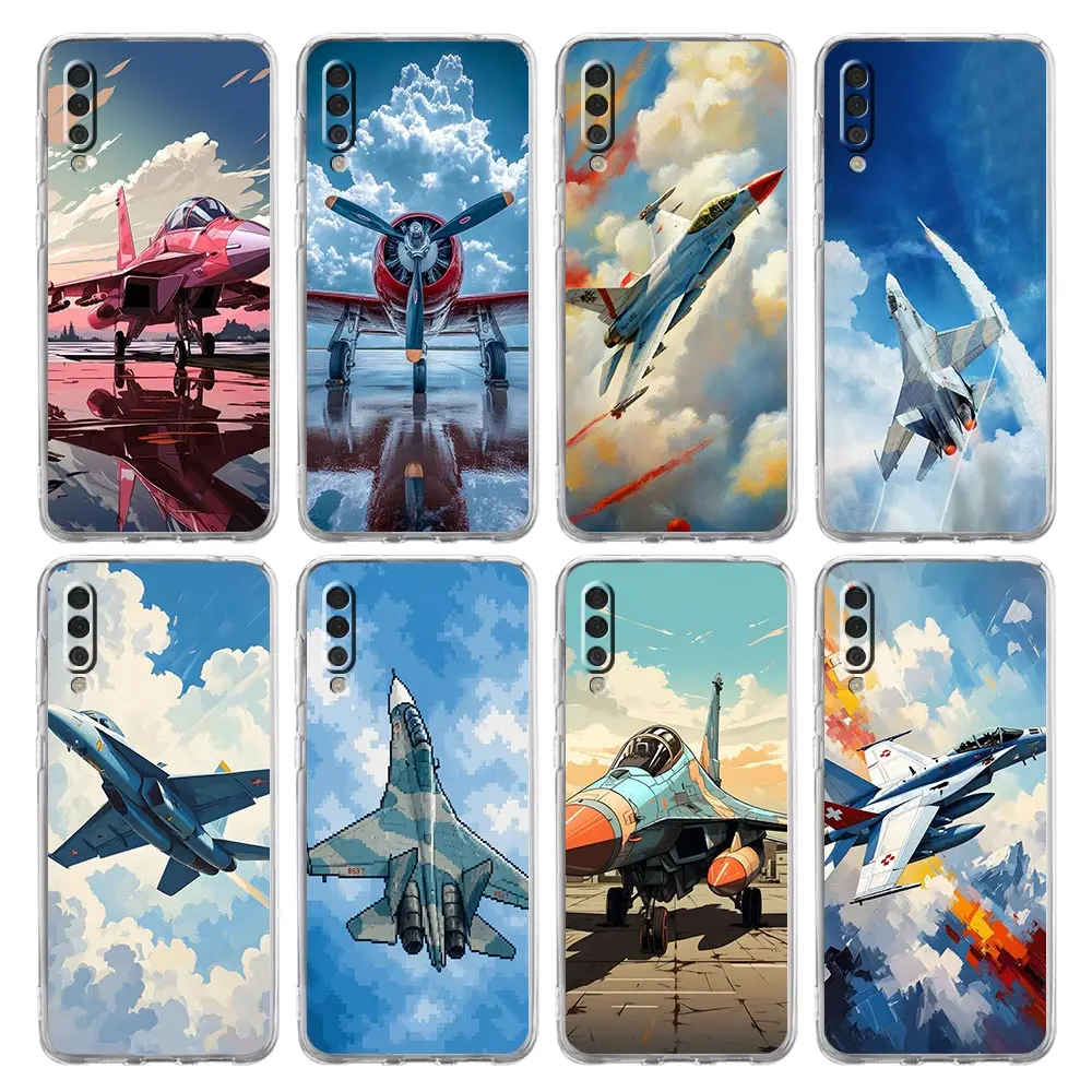 Fighter Jet Airplane Phone Case For Samsung A56 A36 A26 A24 A12 A14 A16 A50 A70 A22 A40 A32 A34 A54 A42 A52 5G A06 Cover