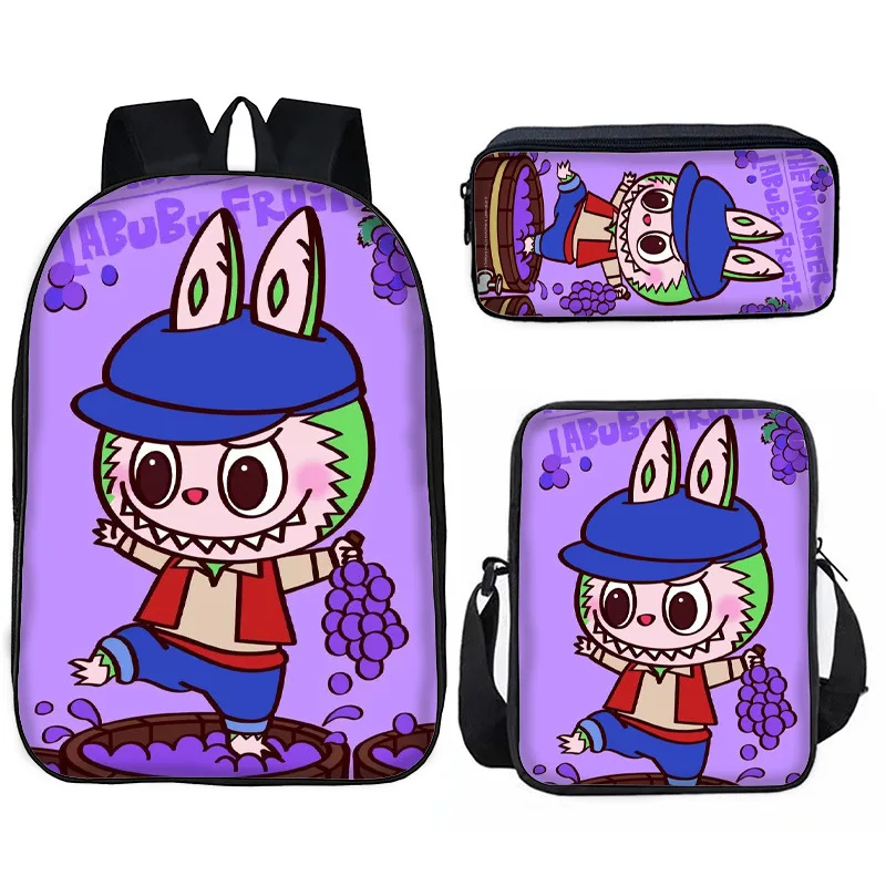 Trendy Popular Novelty Labubu 3D Print 3pcs/Set pupil School Bags Laptop Daypack Backpack Inclined shoulder bag Pencil Case