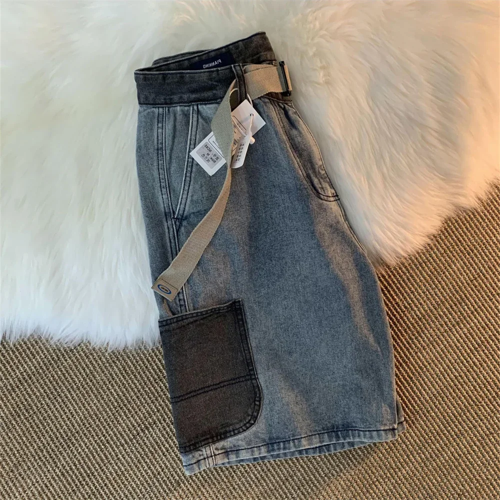 Herren-Denim-Freizeitshorts 2025, Werkzeug-Stil, All-Match-Trend-Jeans, Sommer-Damen-Halb-Denim-Hosen, Unisex, Cargo-Streetwear