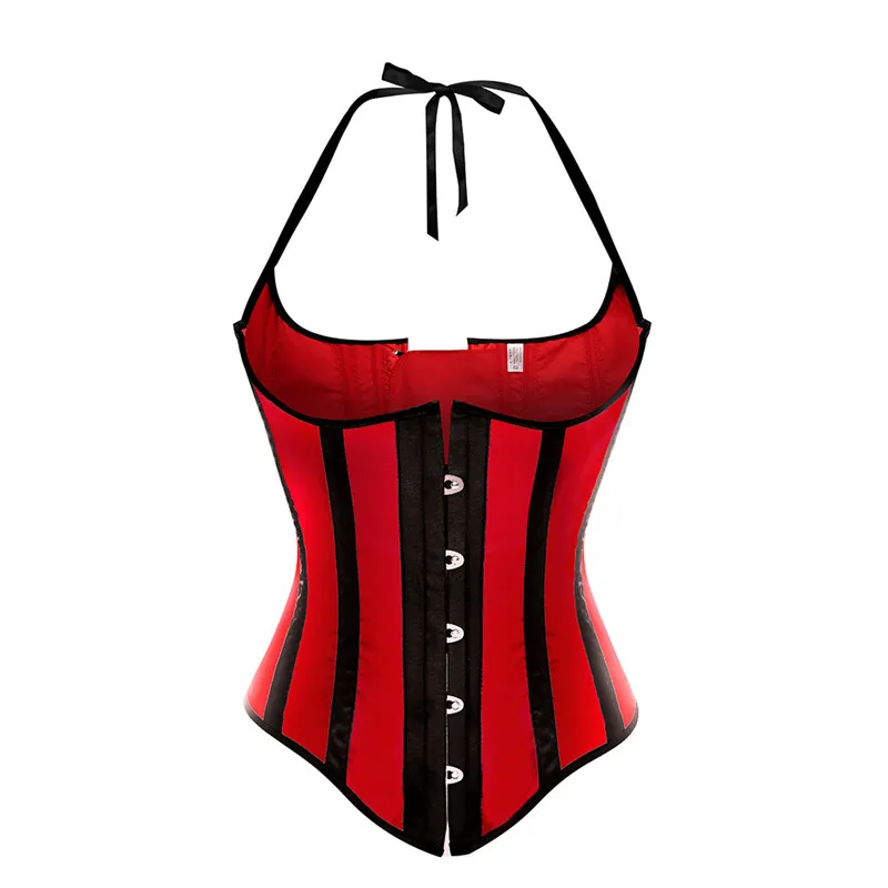 Underbust Corsets Women Sexy Halter Stripe Corset Bustier Basque Corsets Top Vest Girdle Waist Shape Body Plue Size Lingerie