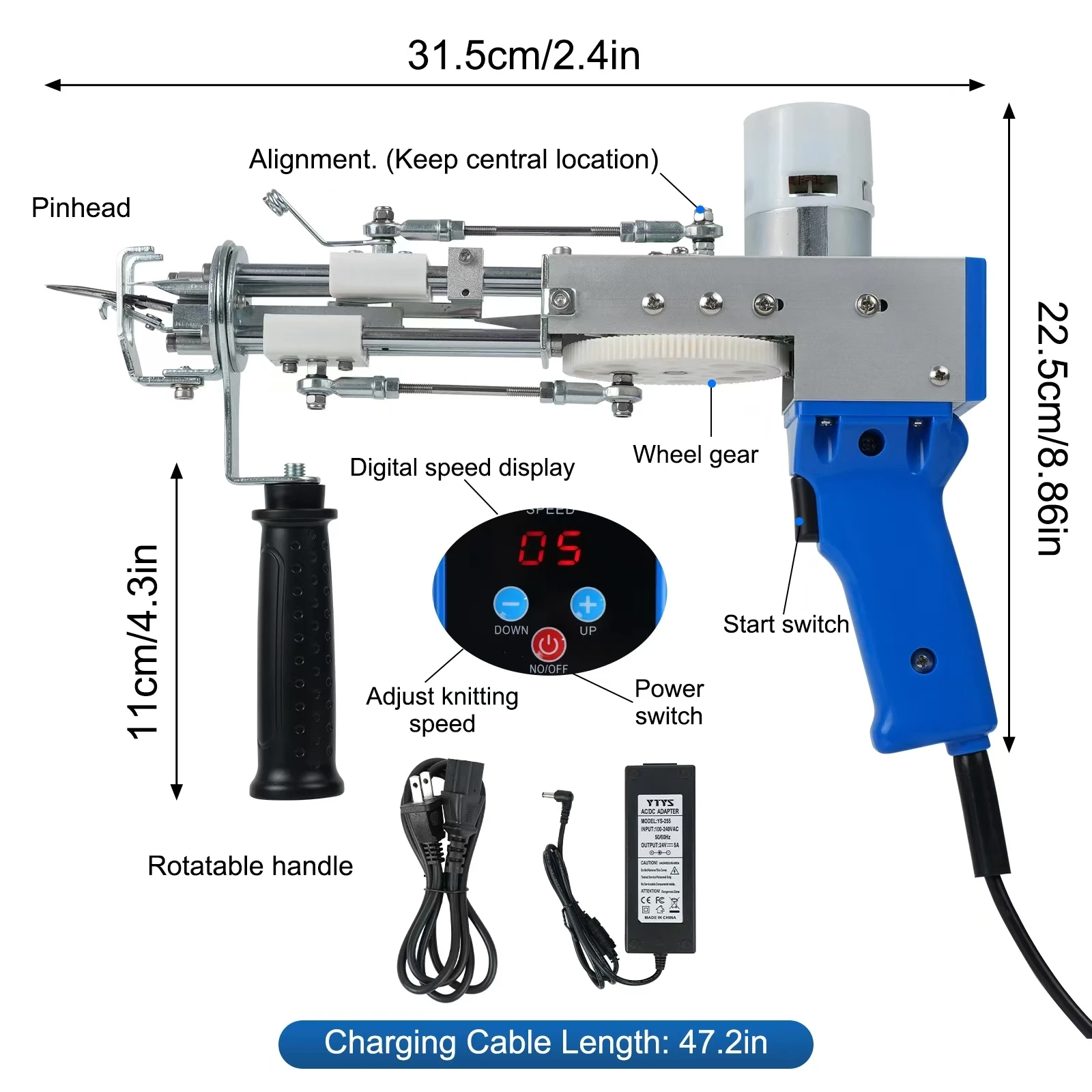 Tufting Guns Set Carpet Weaving Guns Electric Trimmer Kits Tools Set 2-in-1 Loop Pile Cut Pile DIY  110V/220V