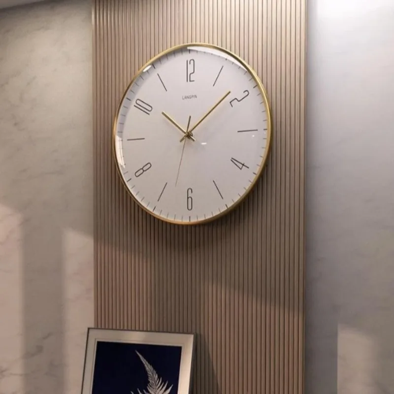 Stainless Steel Wall Clock Circular Silent Wall Clocks Portable Thin Luxury Living Room Watches Modern Wall Decor Furniture