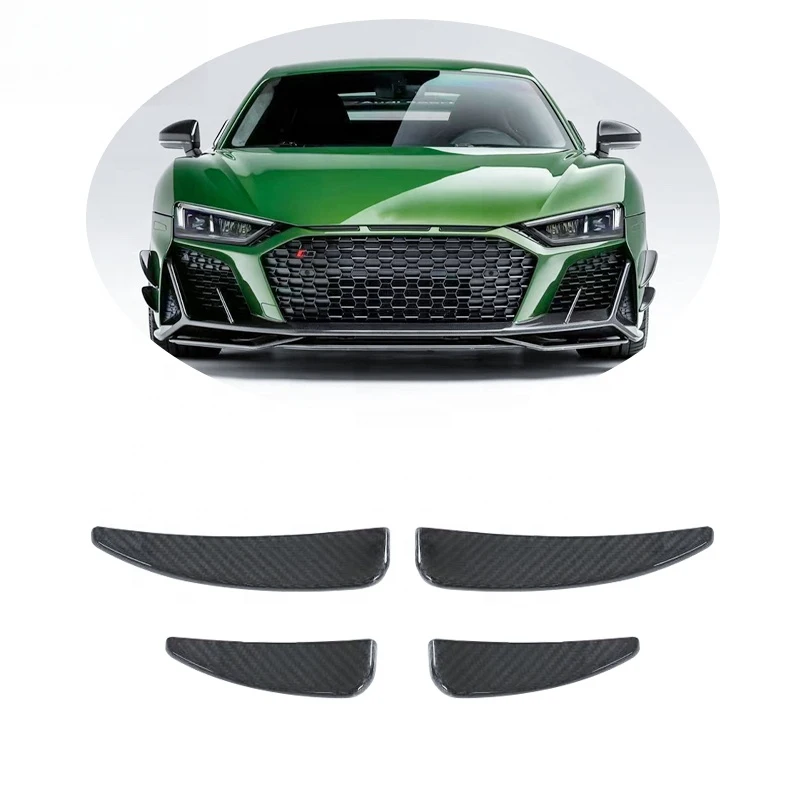 

For R8 GT V10 2022-2024 Dry Carbon Front Bumper Canards Fins Lip Sps
