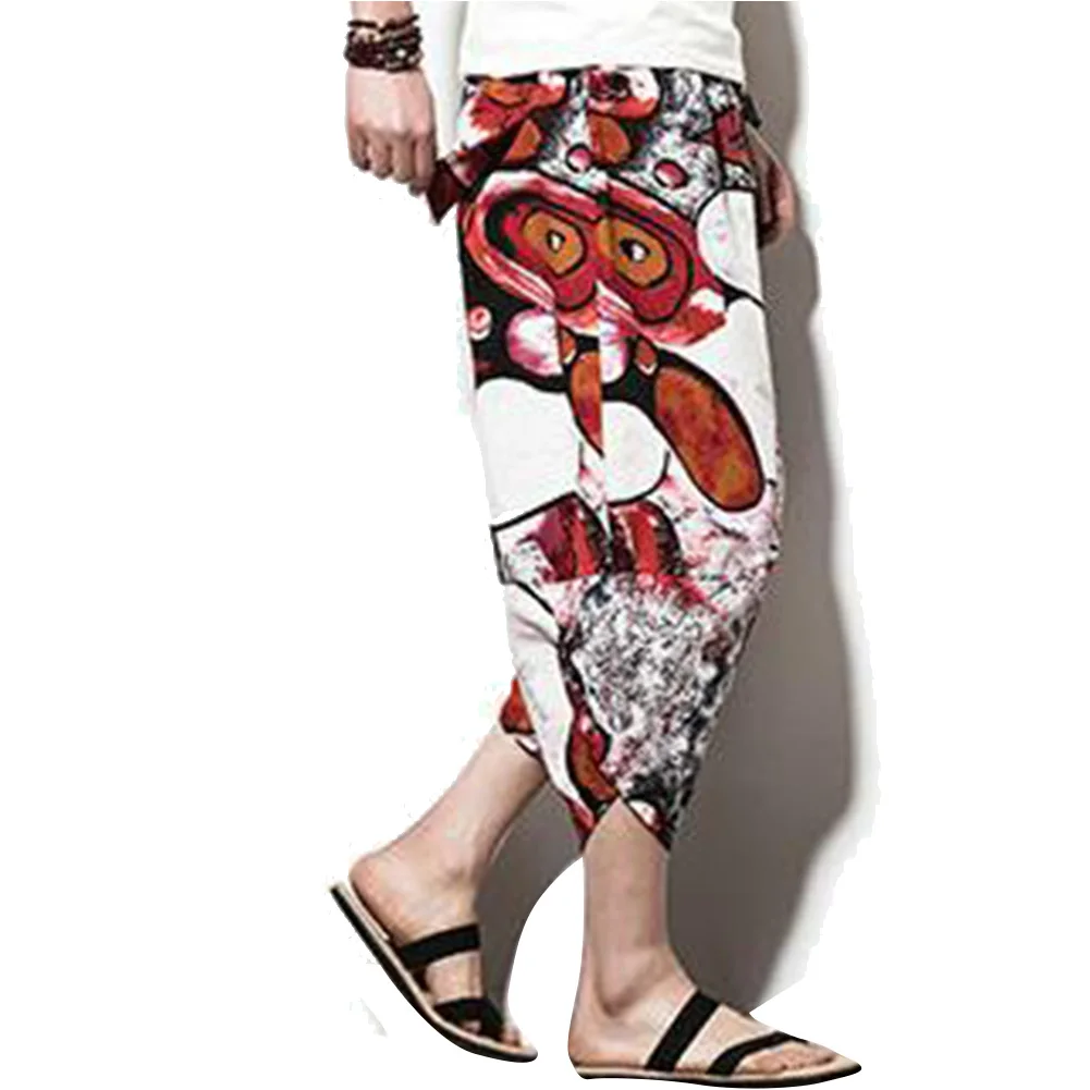 Pantalones bombachos de algodón y lino para hombre, pantalón holgado informal de talla grande, M-5XL, venta al por mayor