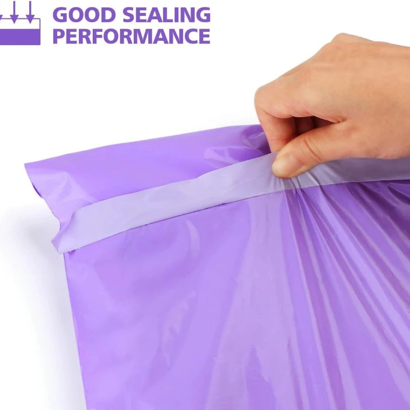 Afbeelding 3: 50 Stuks Paars Verzendzakken Ondoorzichtige PE Plastic Express Envelop Opslag Witte Kleur Mailing Zakken Zelfklevende Afdichting Koerier Tas