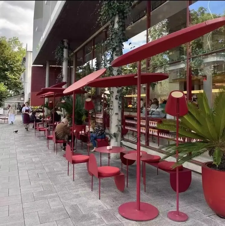 Outdoor Wrought Iron   and Chair Set Commercial Outdoor Leisure Dining   and Chairs for Cafe Bakery Restaurant Use