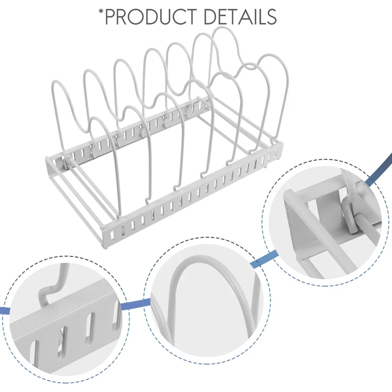 Adjustable Kitchen Shelves Metal Drying Pot Rack Cover Lid Rest Stand Spoon Holder Dish Or Bowl Rack